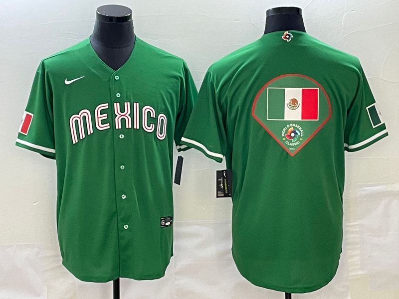 Men 2023 World Cub Mexico Blank green Nike MLB Jersey8->more jerseys->MLB Jersey